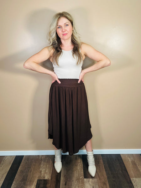 Maxi Skirt with Pockets - Brown