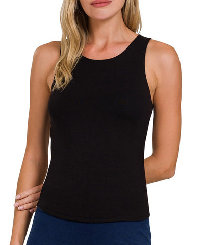 Double Layered Tank Top - Black
