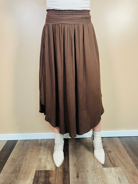 Maxi Skirt with Pockets - Brown