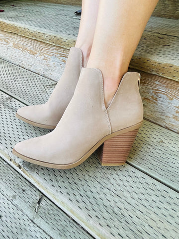 V-Cutout Booties - Light Taupe