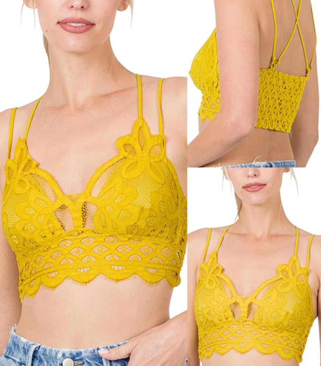 4/$25 Crochet lace bralette with removable bra pads