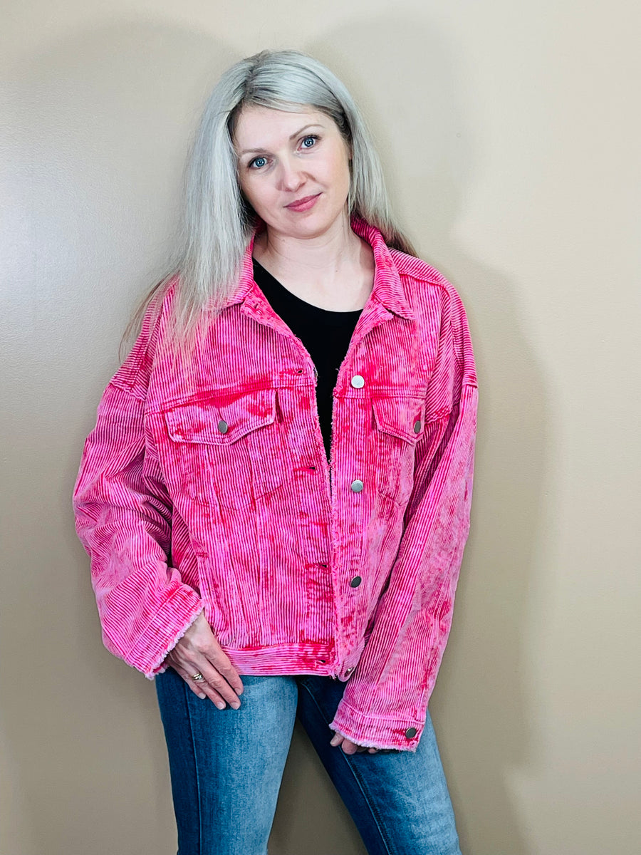 Corduroy sales pink jacket