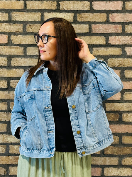 Boxy Denim Trucker Jacket - Medium Wash