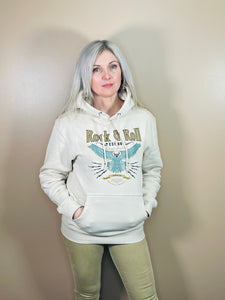 ROCK AND ROLL Graphic Hoodie  - White