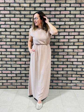 Sleeveless Maxi Dress - Tan