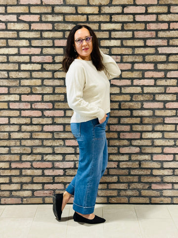 Front Seam Sweater - Sand Beige