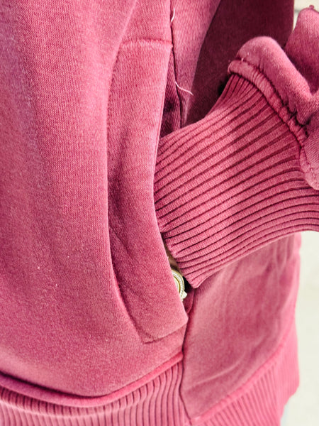 Pigment Dye Fleece Pullover - Cabernet