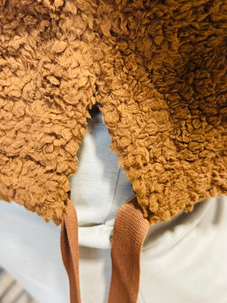 Oversized Faux Fur Vest - Brown