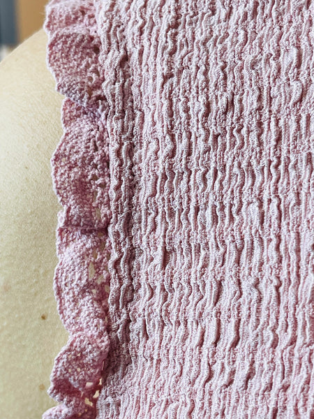 Textured Lace Trim Top - Dusty Rose