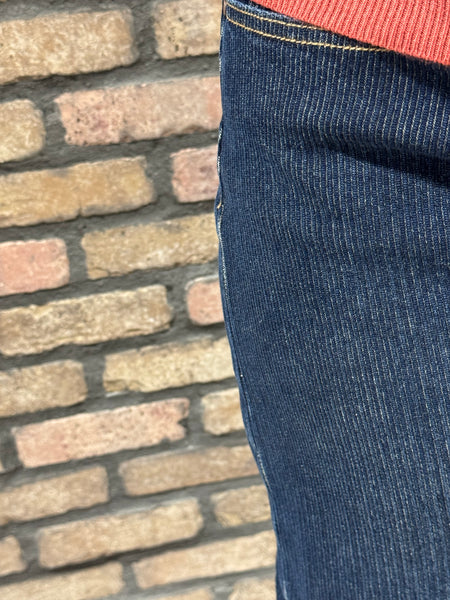 Textured Barrel Jeans - Dark Wash