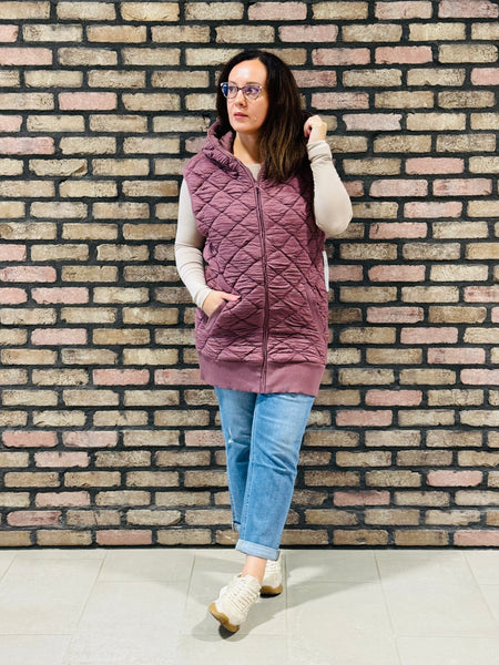 Oversized Quilted Vest - Rose Taupe