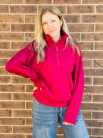 Scuba Half Zip Pullover - Cabernet