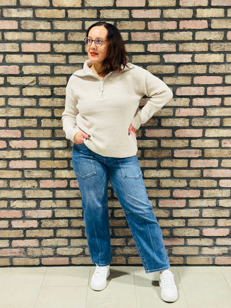 4 Way Stretch Barrel Jeans - Dark Wash