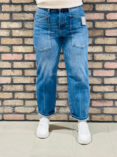 4 Way Stretch Barrel Jeans - Dark Wash