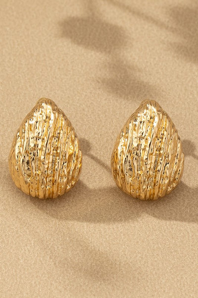 Textured Teardrop earrings - Gold