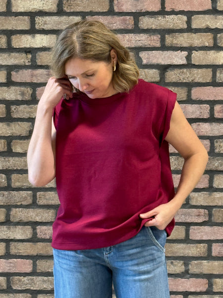 Scuba Sleeveless Top - Cabernet