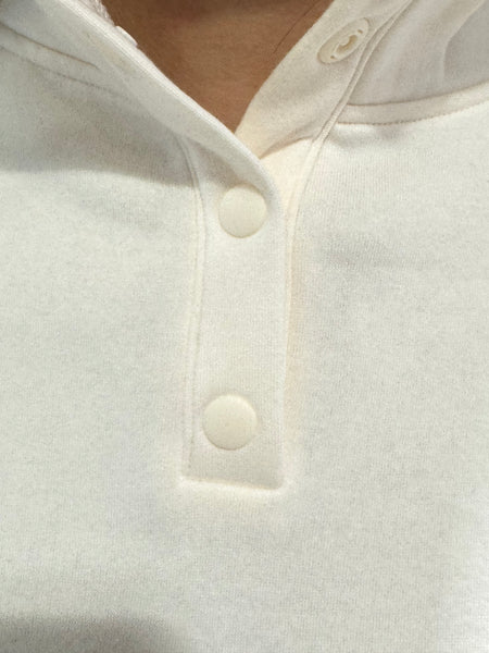 Half Snap Button Sweatshirt - Cream