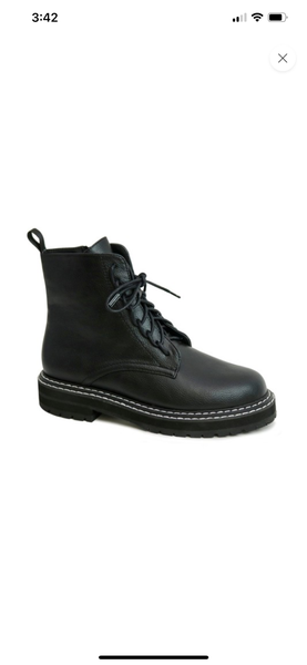 Lace-up Combat Boots - Black