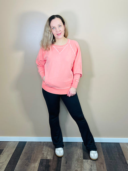 Pigment Dyed French Terry Pullover - Coral