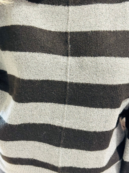 Seam Detail Striped Sweater - Grey