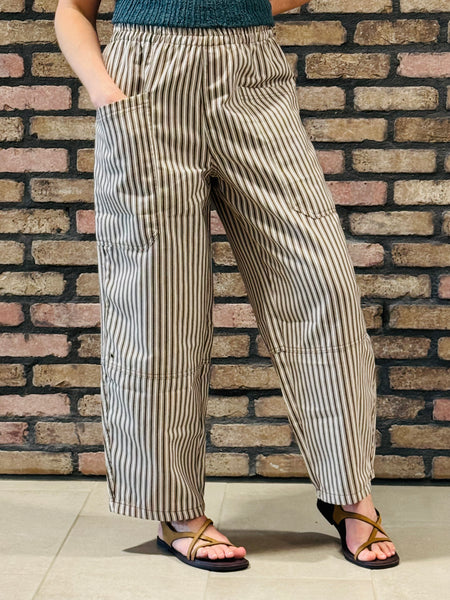 Striped Wide Pants - Brown