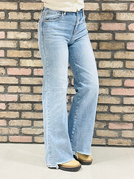 High Rise Wide Leg Jeans - Light Wash