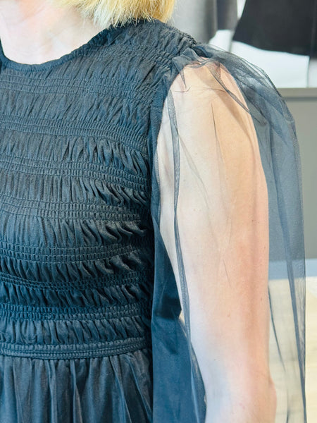 Mesh Tiered Dress - Black