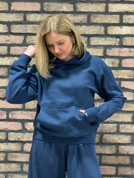 Fleece Boyfriend Hoodie - Indigo Blue