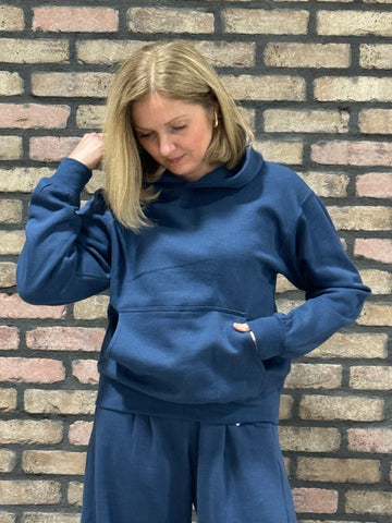 Fleece Boyfriend Hoodie - Indigo Blue