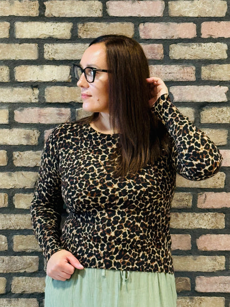 Leopard Print Sweater - Brown
