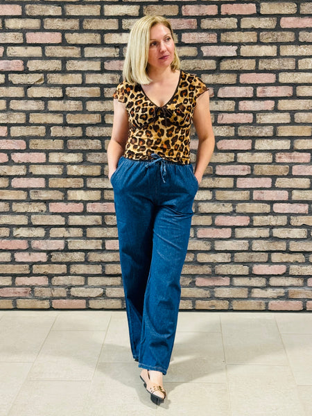Leopard Print Mesh Top - Taupe/Clay