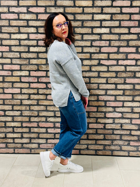 4 Buttons Henley Sweater - H Grey