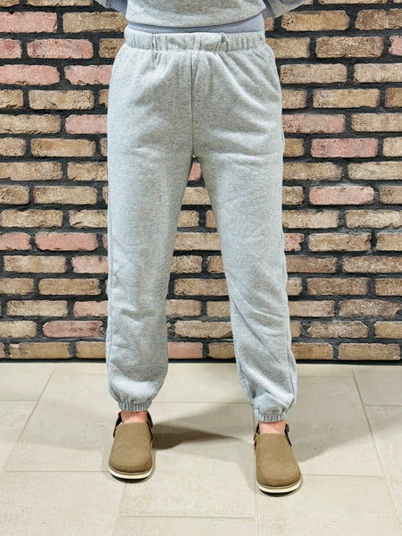 Elastic Waistband Sweatpants - Heather Grey