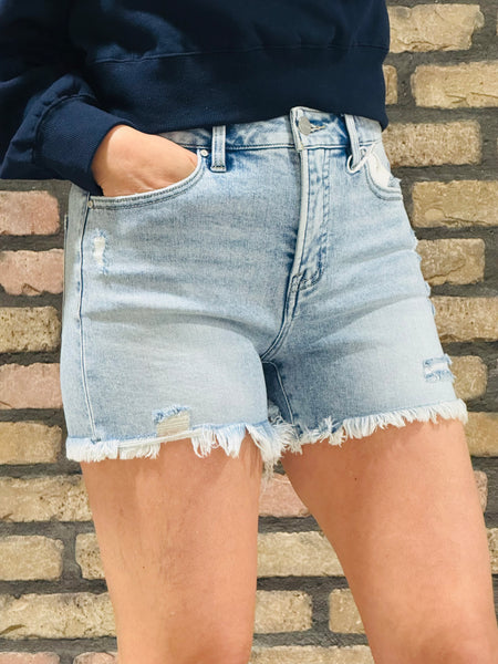 Tummy Control Shorts - Light Wash