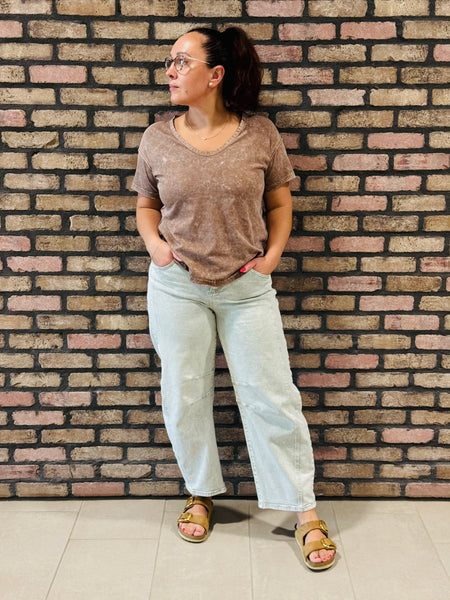 Washed Scoop Neck Tee - Cocoa