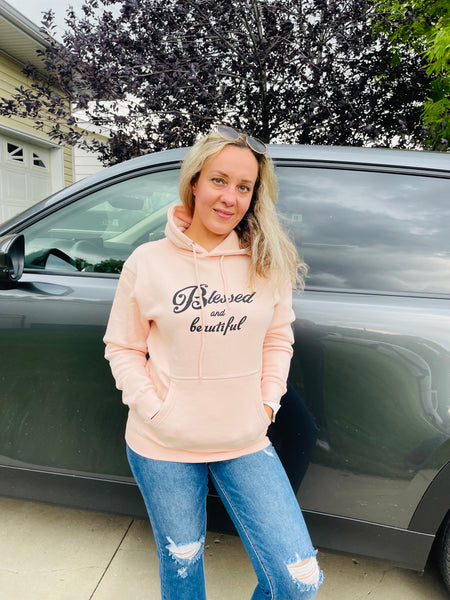 BLESSED AND BEAUTIFUL Graphic Hoodie - Peach