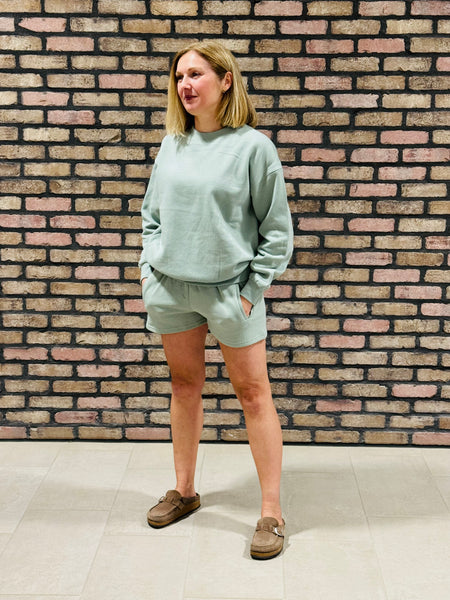 Fleece High Waisted Shorts - Basil