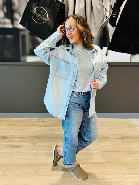 Oversized Shacket - Light Wash