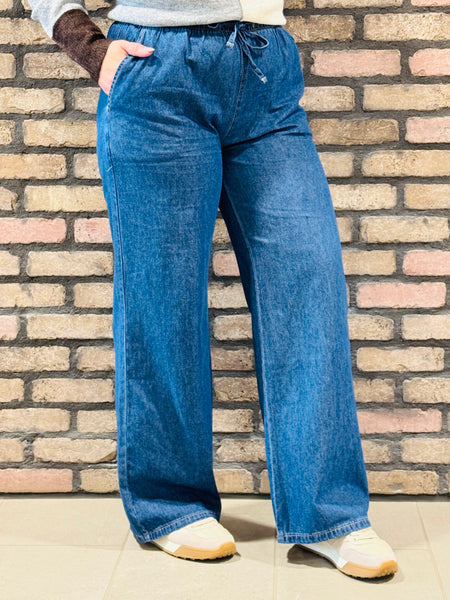 Denim Straight Pants - Medium Wash