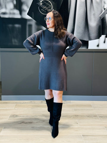 Knit Sweater Mini Dress - Charcoal