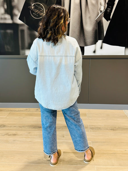 Oversized Shacket - Light Wash