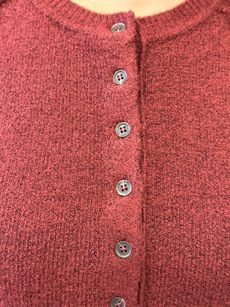Raglan Sleeves Henley Sweater - Red Wood