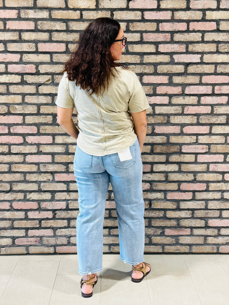 Washed Scoop Neckline Tee - Mocha