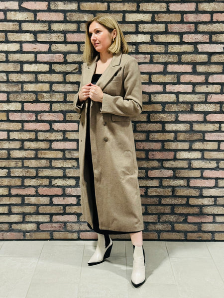 Double Breasted Long Coat - Mocha