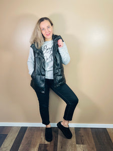 PU Faux Leather Vest - Black