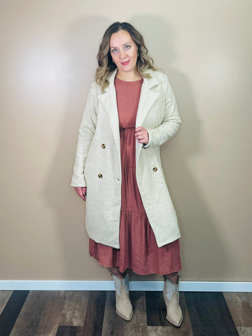 Wool Like Long Coat - Tan