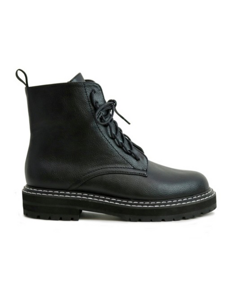 Lace-up Combat Boots - Black