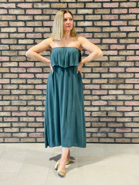 Crinkle Strapless Maxi Dress - Ash Jade
