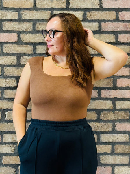 Scoop Neck Bodysuit - Brown