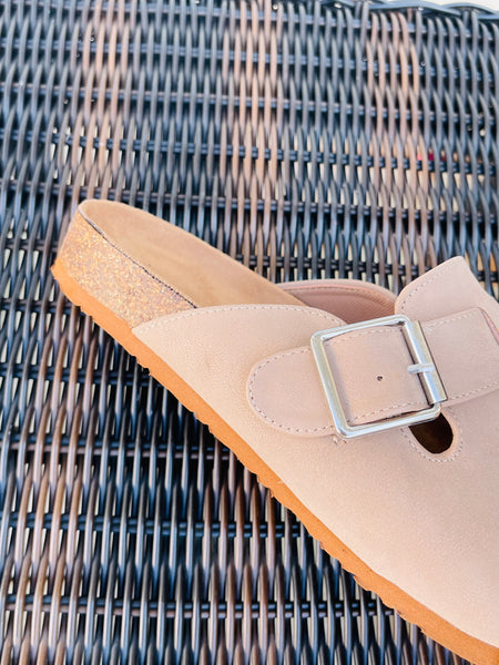 Clogs with Adjustable Buckle - Light Taupe